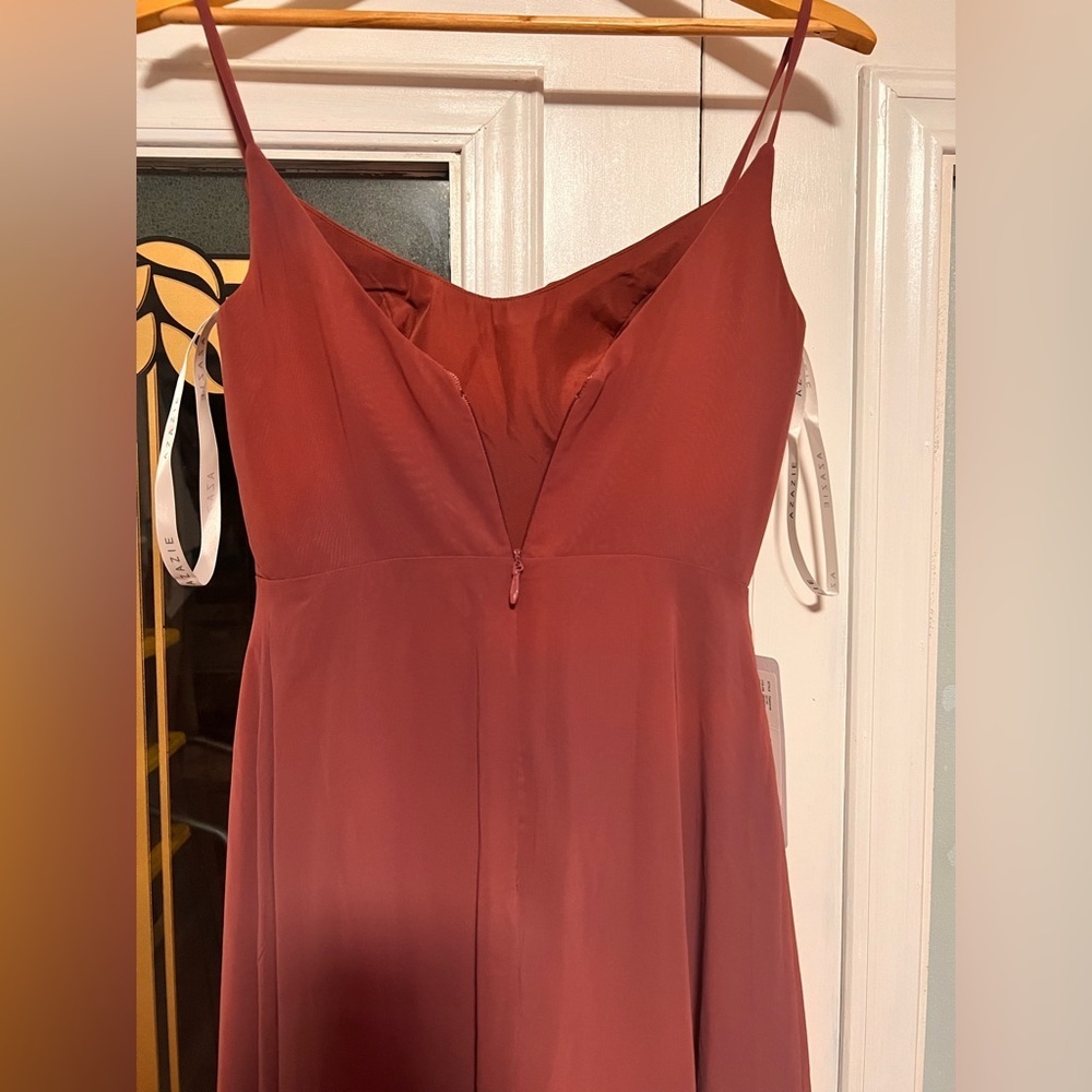 Azazie Orange Maxi Dress Spaghetti Strap Sundress - Picture 10 of 10
